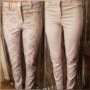 REVERSIBLE"Inspired style print/solid stretch jean